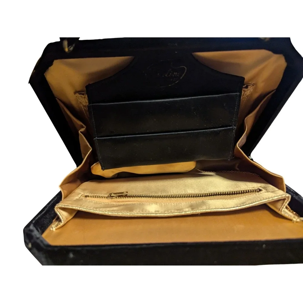 VTG Graceline Master Purse Black Velvet Handbag Matching Satin‎ Coin Purse MCM